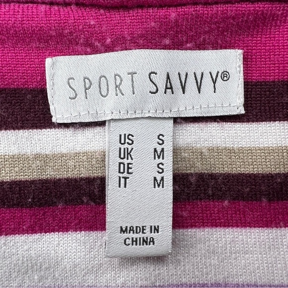 SMALL SPORT SAVVVY STRIPED PRINT SWEATER LONG SLEEVE STRETCH Y2K ERA - Picture 9 of 11